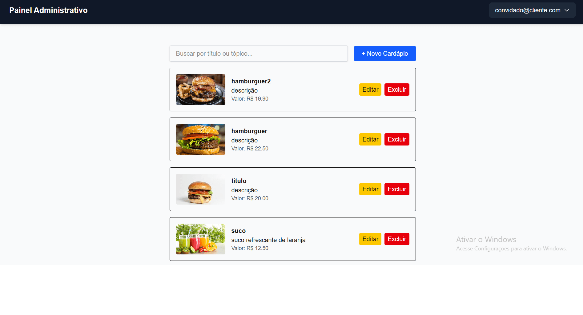 Imagem 2 do projeto Web site Restaurante