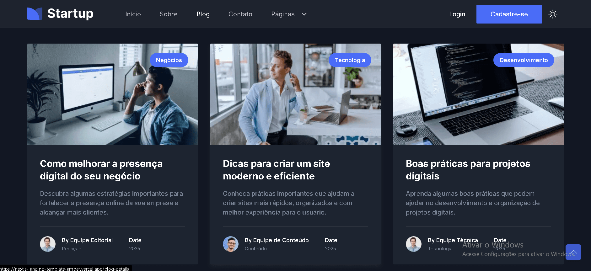 Imagem 2 do projeto Template Landing Page com Next.js
