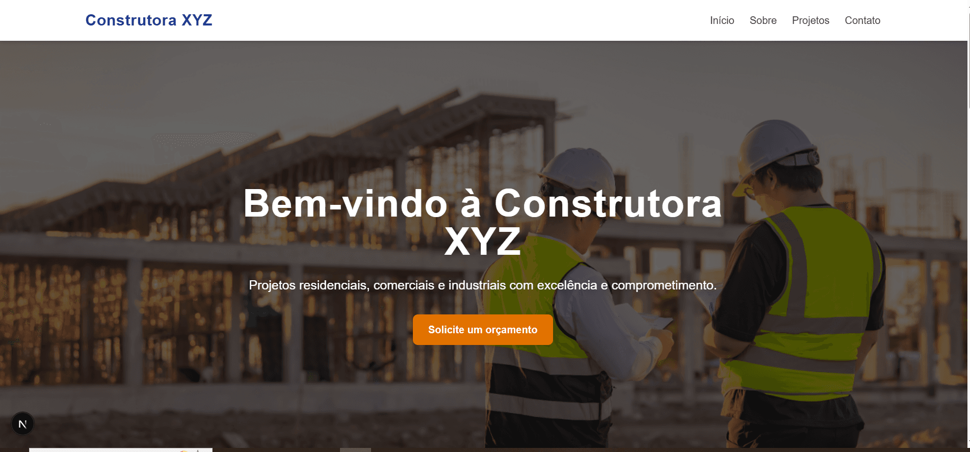 Imagem 1 do projeto Site Institucional para Construtora de Engenharia Civil